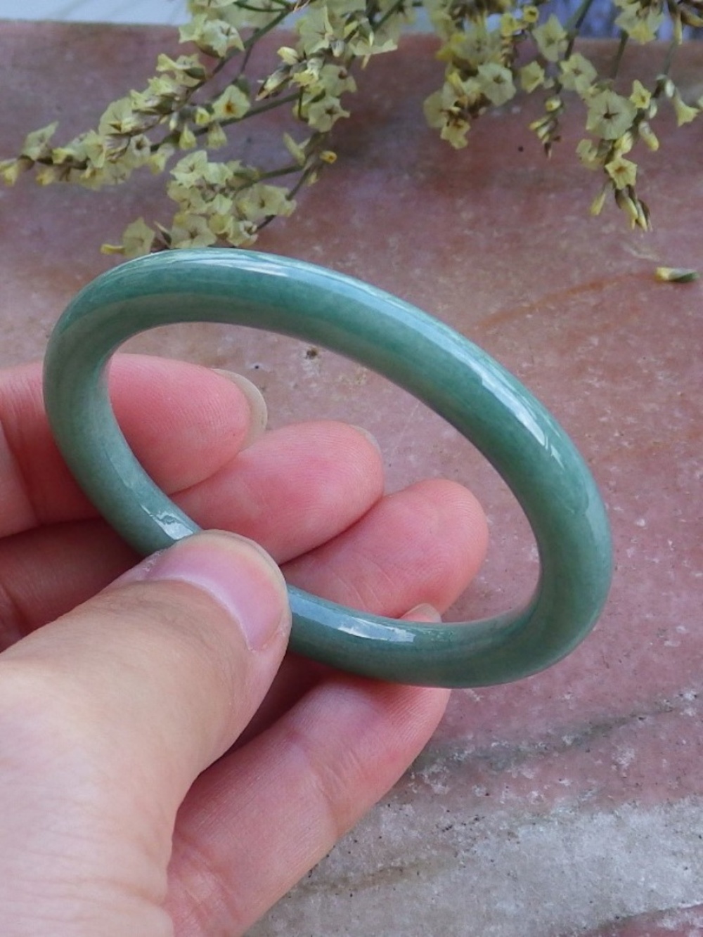 43mm Certified Hand Carved Natural A JADE Jadeite Lucky Baby Bangle Bracelet